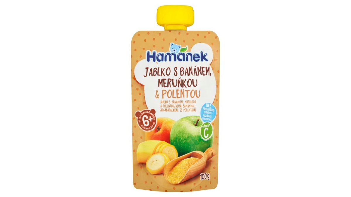 Hamánek Jablko s banánom, marhuľou a polentou 100 g