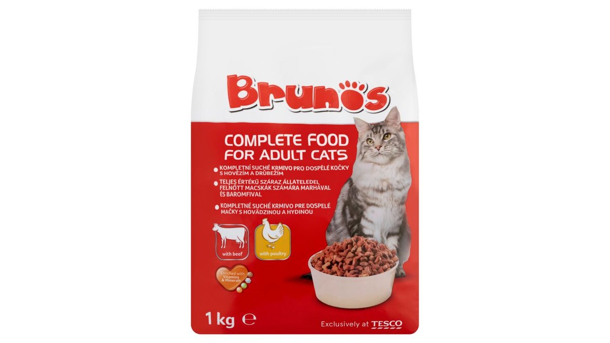 Brunos Kompletné suché krmivo pre dospelé mačky s hovädzinou a hydinou 1 kg