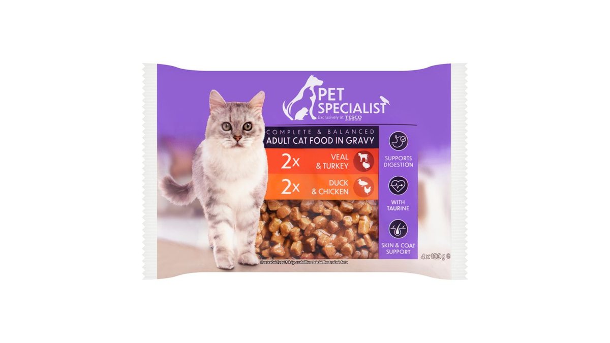 Pet Specialist Kompletné krmivo pre dospelé mačky kúsky v omáčke 4 x 100 g (400 g)