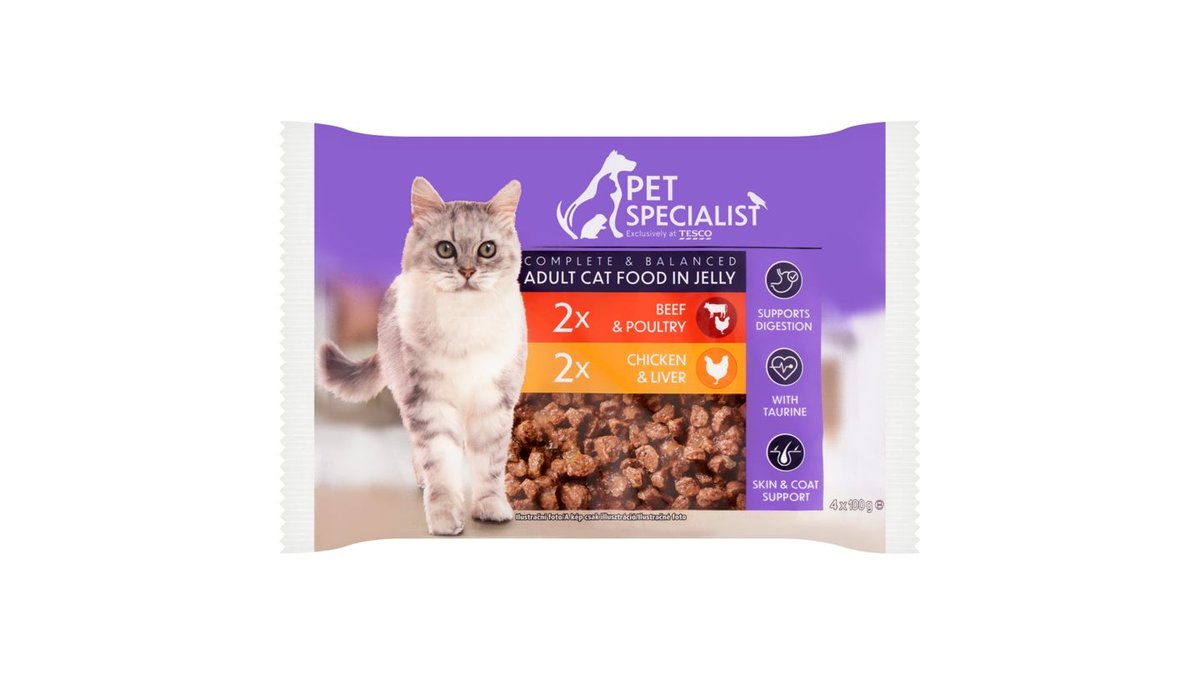 Pet Specialist Kompletné krmivo pre dospelé mačky kúsky v želé 4 x 100 g (400 g)