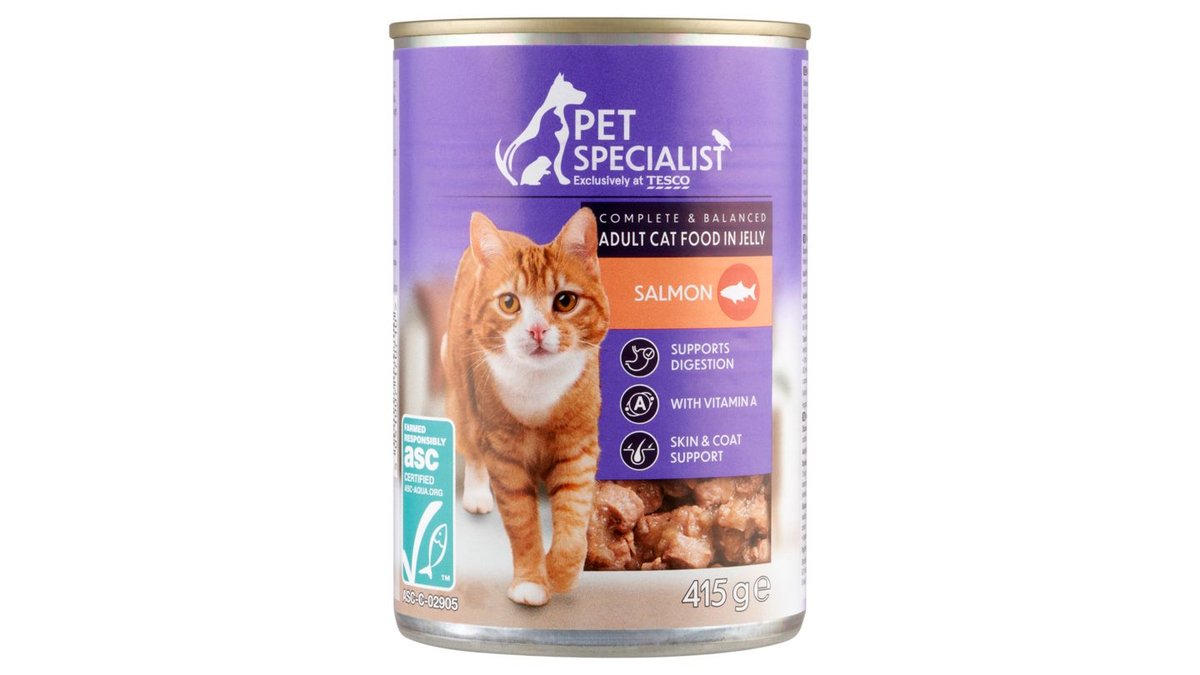 Pet Specialist Kompletné krmivo pre dospelé mačky kúsky s lososom v želé 415 g