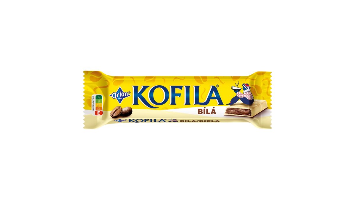Kofila biela, tyčinka z bielej polevy s kávovou náplňou, 35 g