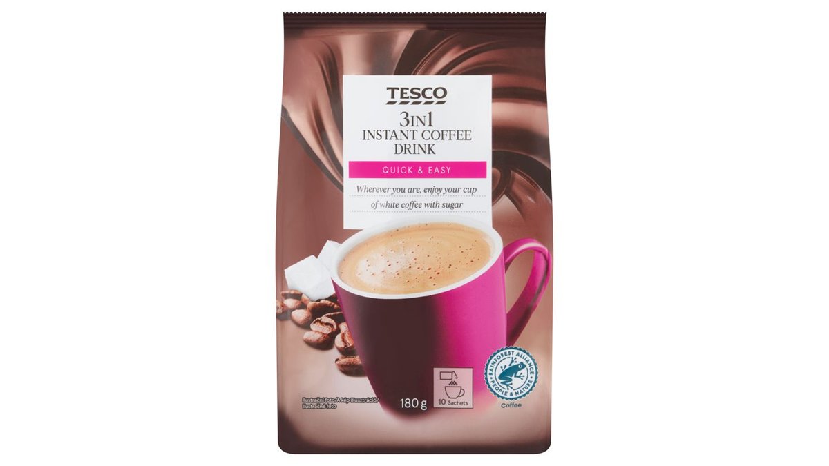 Tesco 3in1 rozpustná zmes na prípravu kávového nápoja 10 x 18 g (180 g)