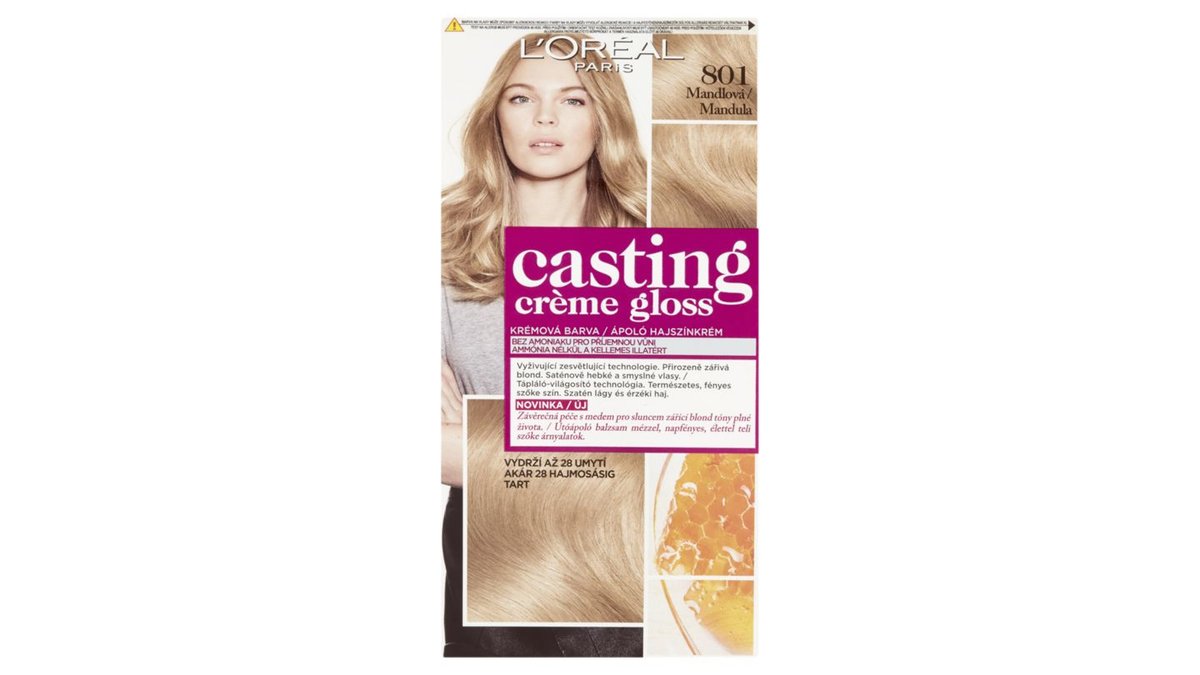 L'Oréal Paris Casting Creme Gloss semipermanentní barva na vlasy 801 mandlová, 48 +72 +60 ml