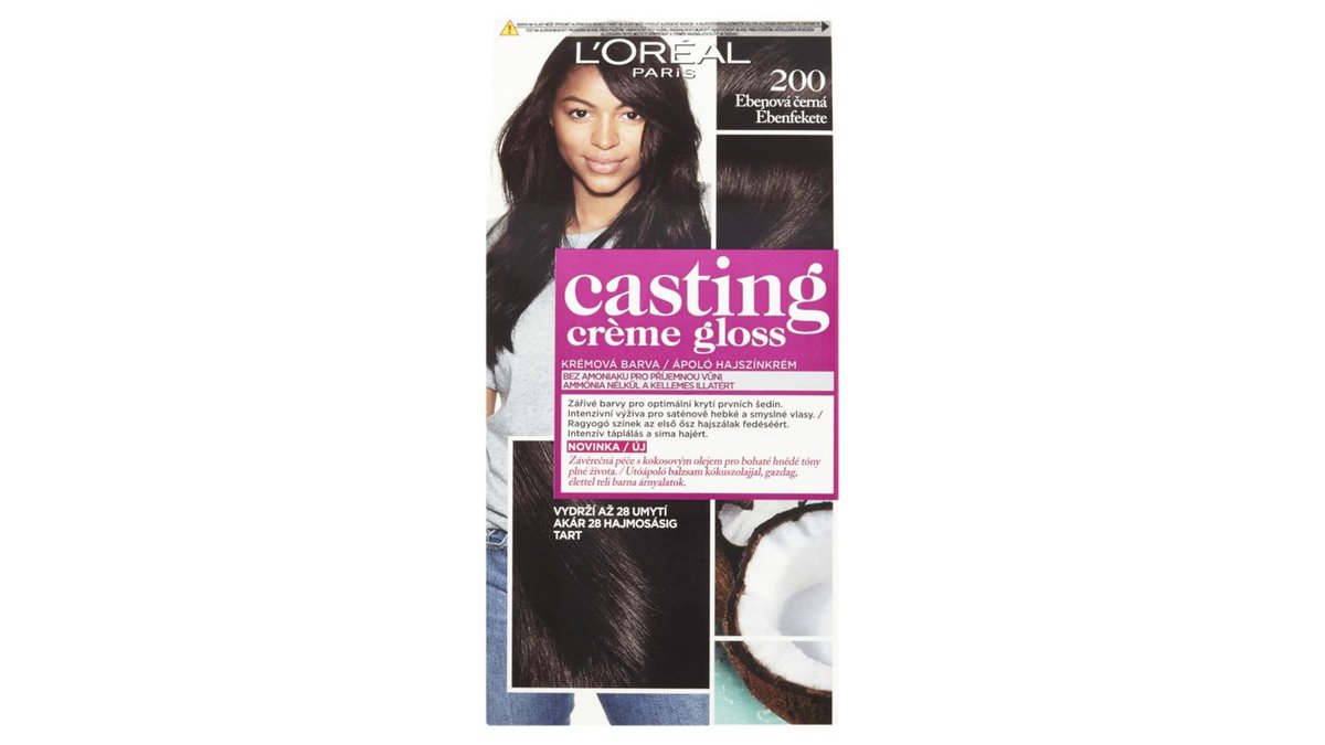 L'Oréal Paris Casting Creme Gloss semipermanentní barva na vlasy 200 ebenová černá, 48 +72 +60 ml