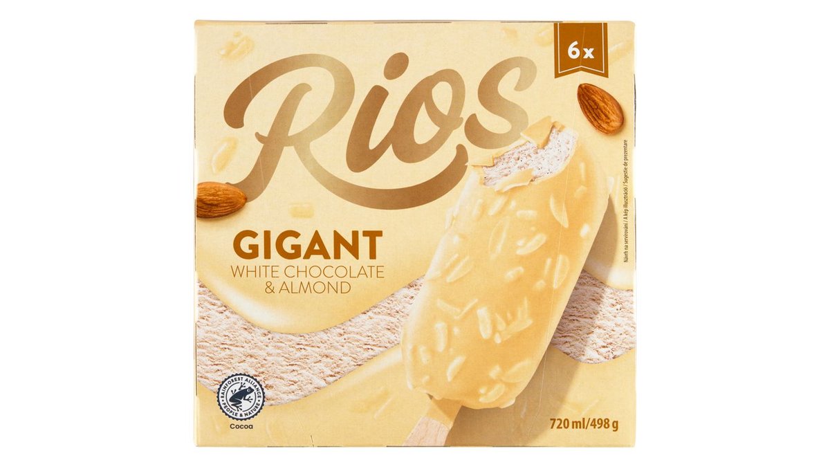 Rios Gigant White Chocolate & Almond 6 x 120ml (720ml)