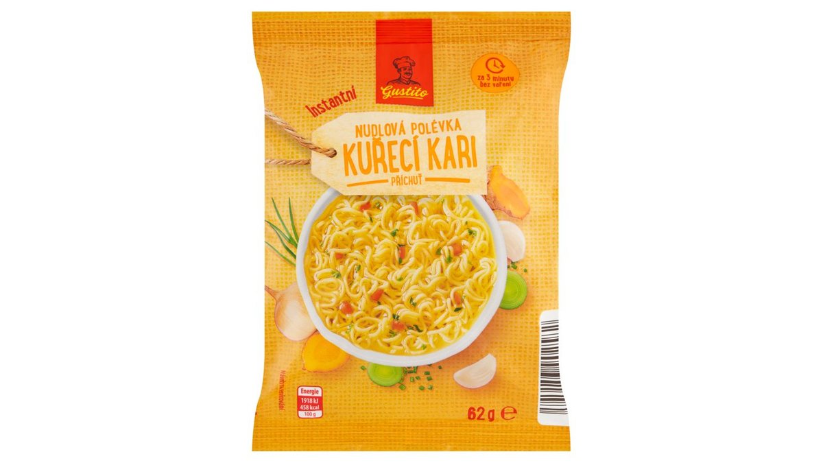 Gustito Instantní nudlová polévka příchuť kuřecí kari 62g