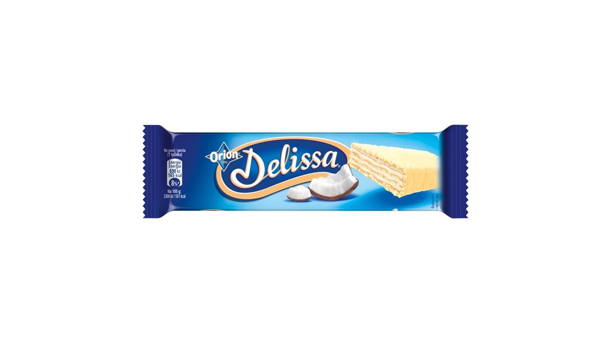 Náhled kategorie ORION Delissa oplatka s kokosovou náplní máčená v bílé polevě 30g