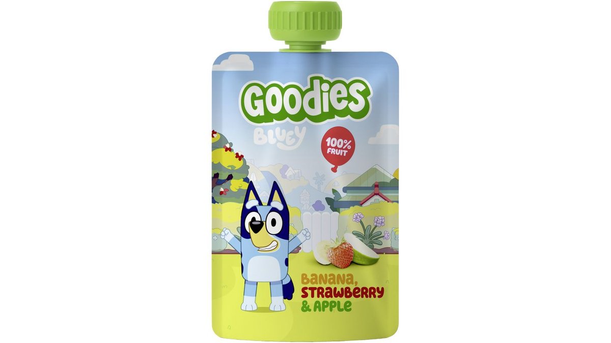Frugtpuré m. banan, æble & jordbær, Goodies