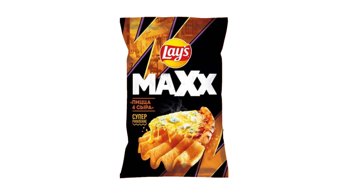 Чипсы Lay s MAXX 100 гр рифленные Пицца 4 Сыра