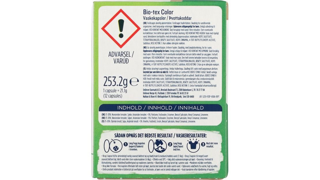 Vaskekapsler 3in1 Color, Biotex | Wolt Market Kbh Landemærket | Wolt