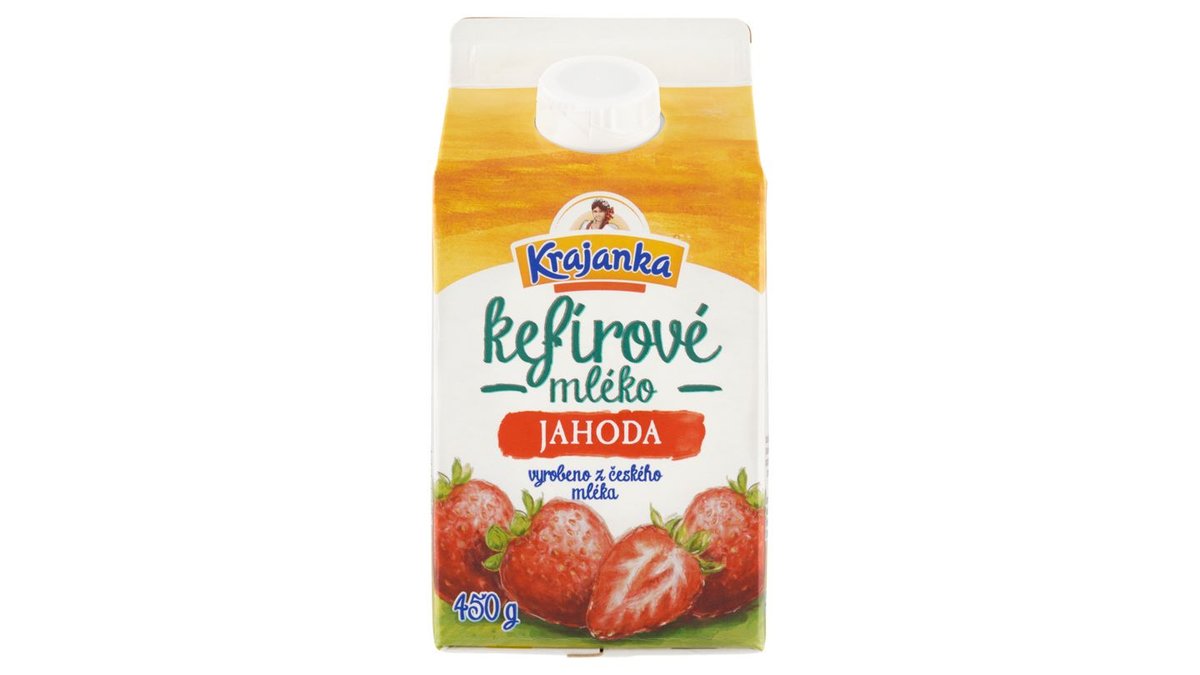 Krajanka Kefírové mléko jahodové, 450 g