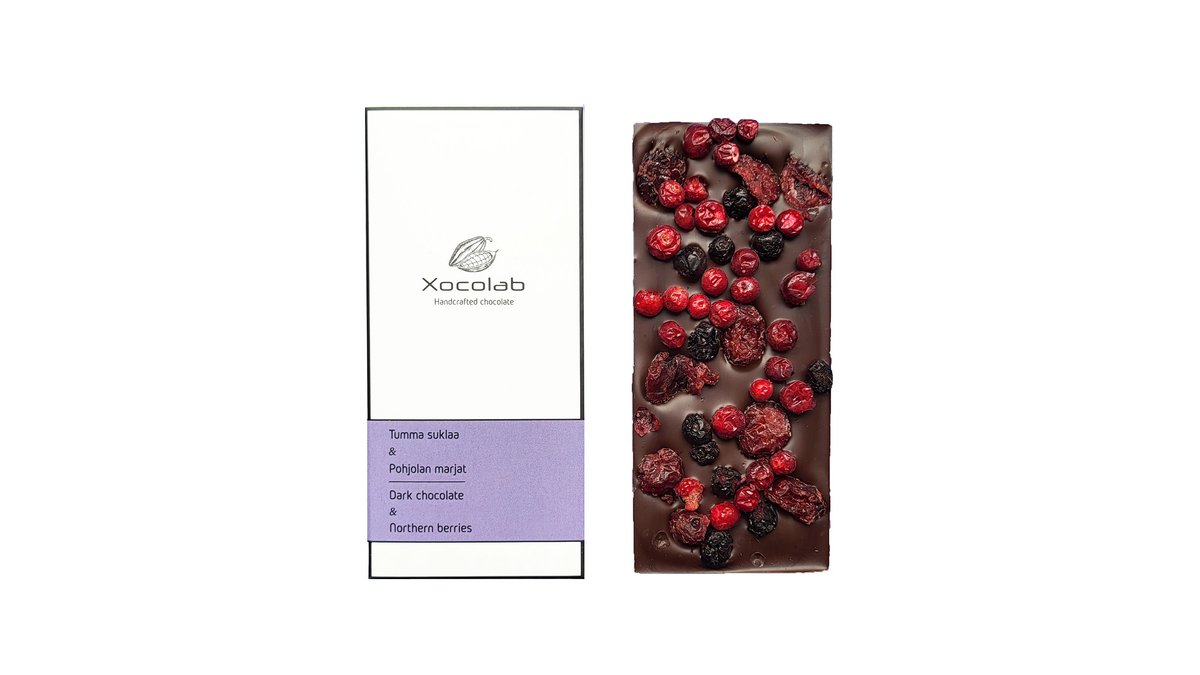 Xocolab Tumma suklaa & Pohjoisen marjat suklaalevy 50g