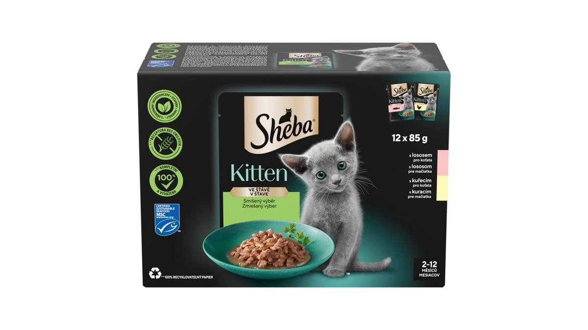 Sheba Kitten smíšený výběr ve šťávě 12 x 85g (1,02kg)