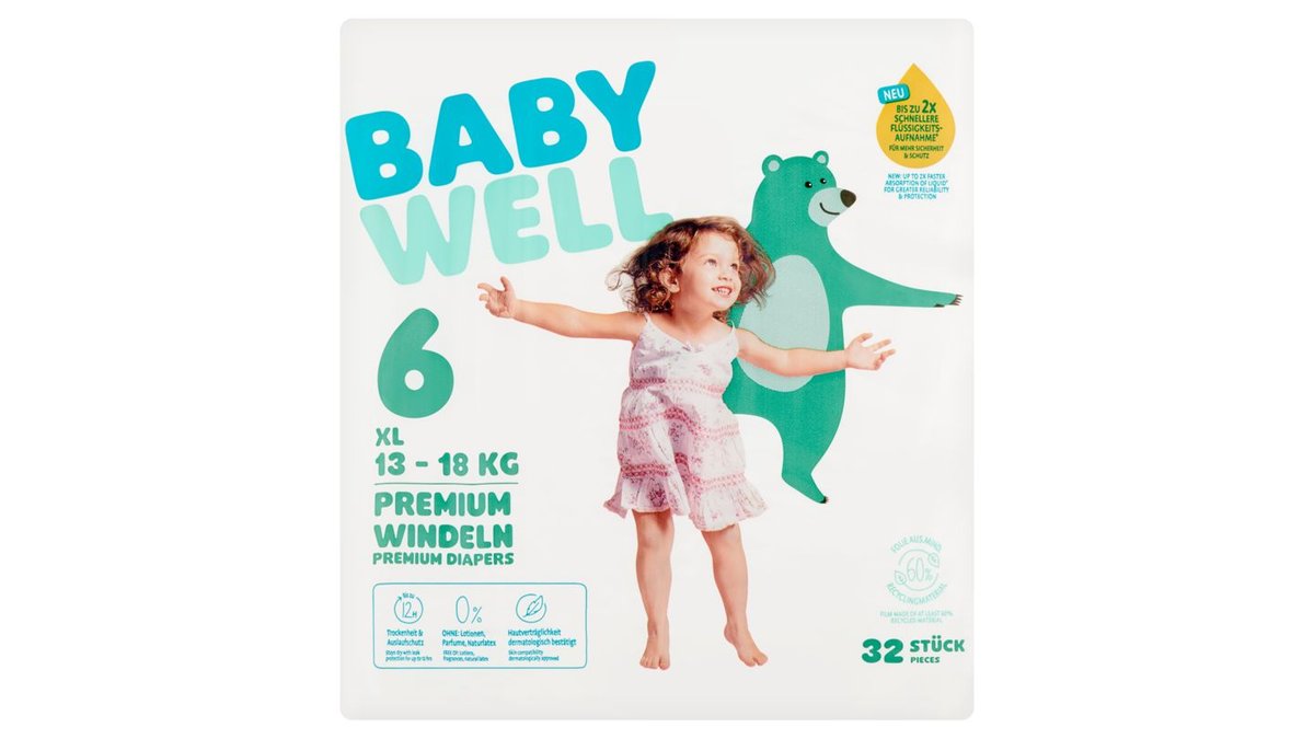 Babywell Premium plenky 6 XL 13-18 kg 32 ks
