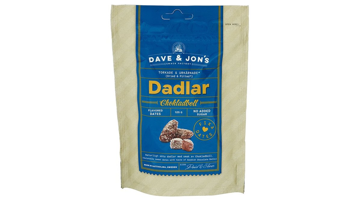 Dave & Jon's Dadler Chokladbolle, 125 g