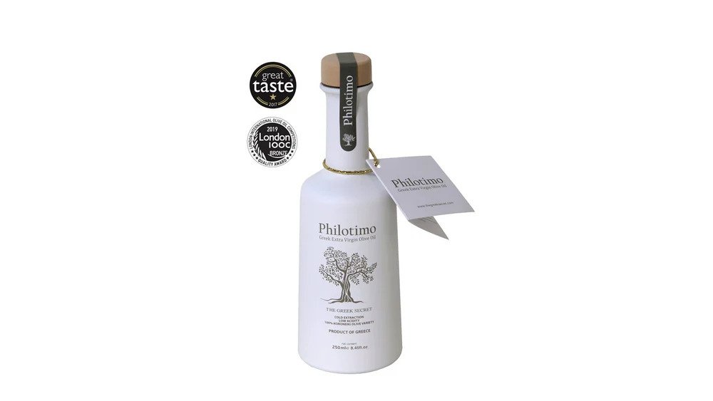 2138 - PHILOTIMO EVOO - extra panenský olivový olej 250ml biela keramika