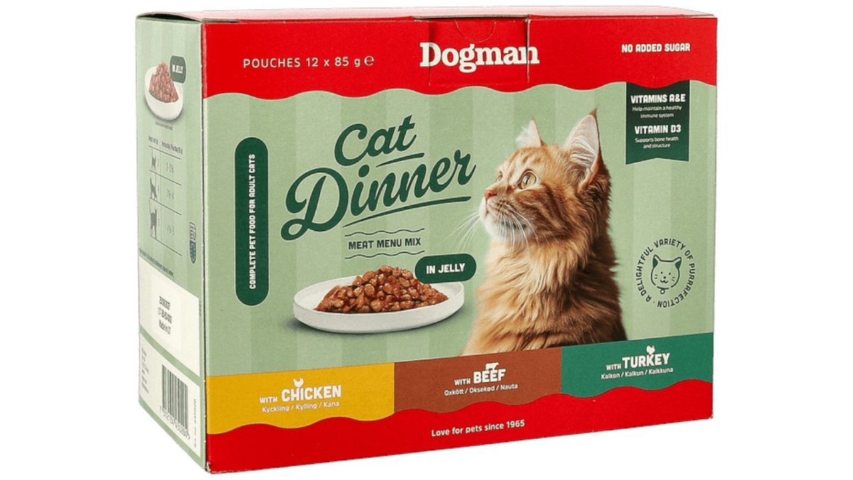 Dogman Våtfor Katt i Gele Kylling/Okse/Kalkun, 12 stk