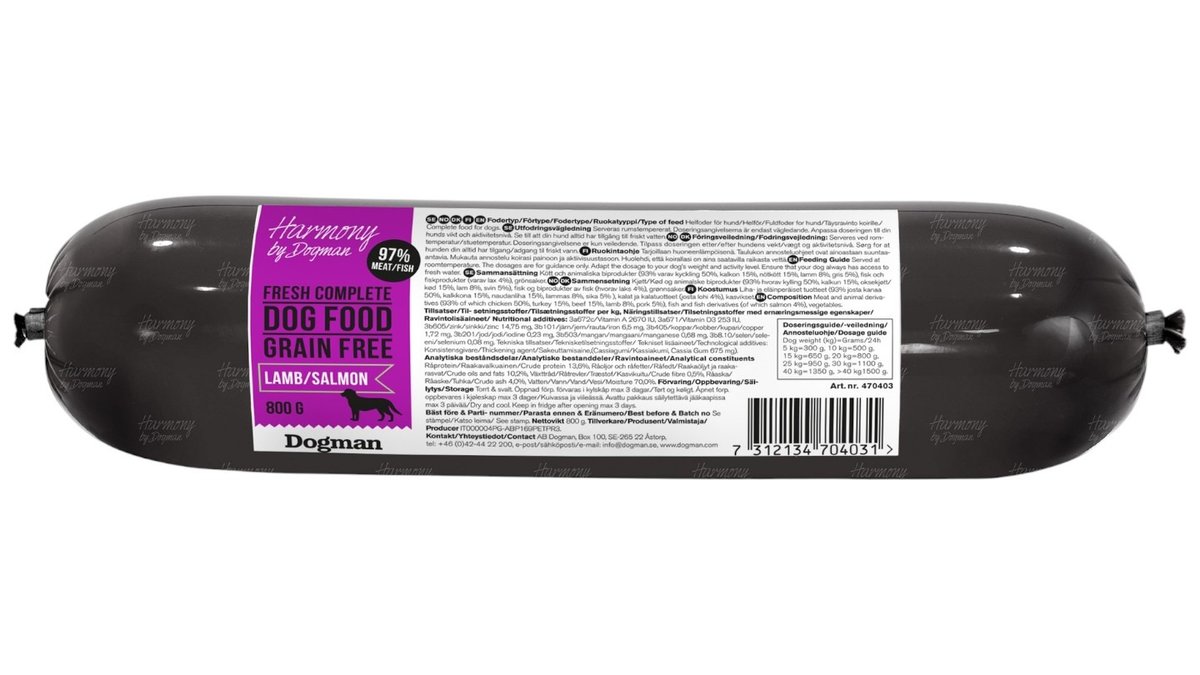 Harmony Hundepølse Lam/Laks, 800 g