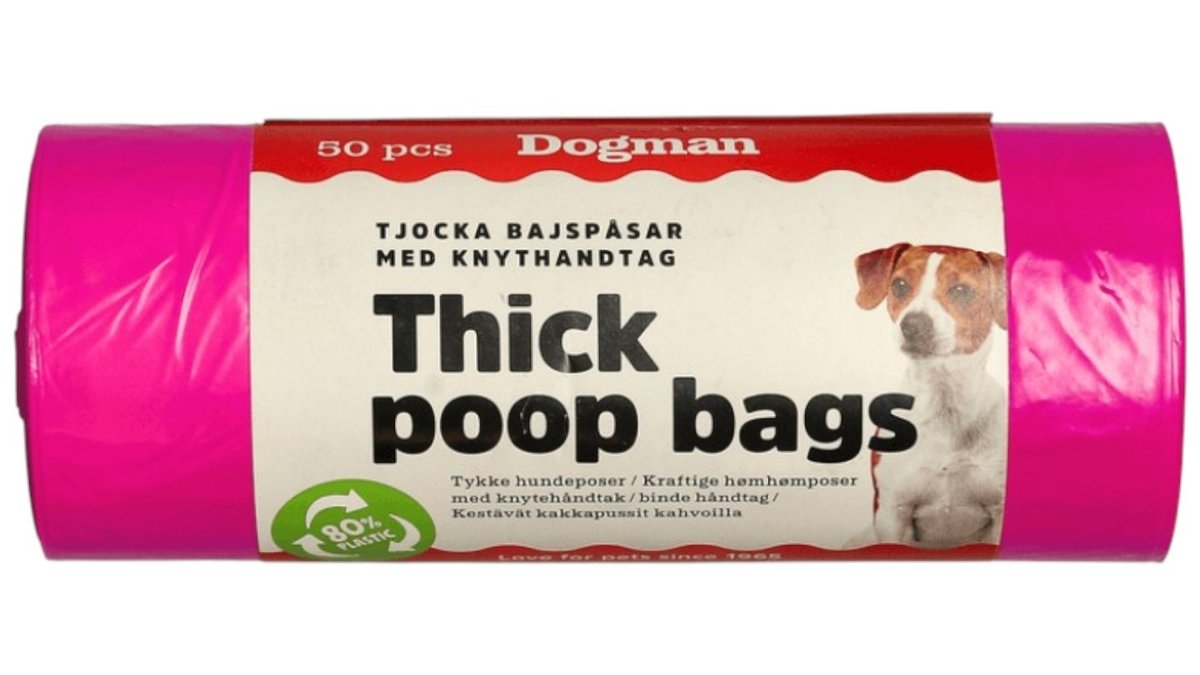 Dogman Tykke Hundeposer Rosa, 50 stk