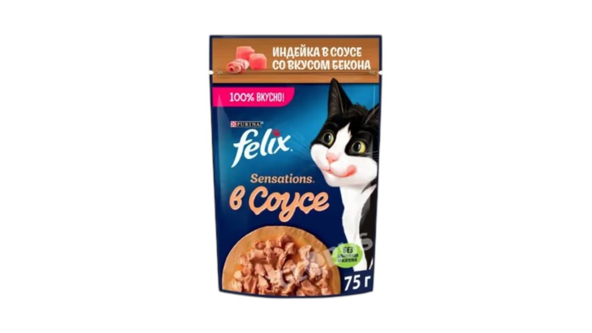 Корм для кошек Felix Индейка с беконом в соусе 75 г