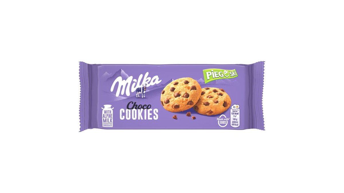 Milka Pieguski Choco Cookies Ciasteczka z kawałkami czekolady mlecznej 135 g