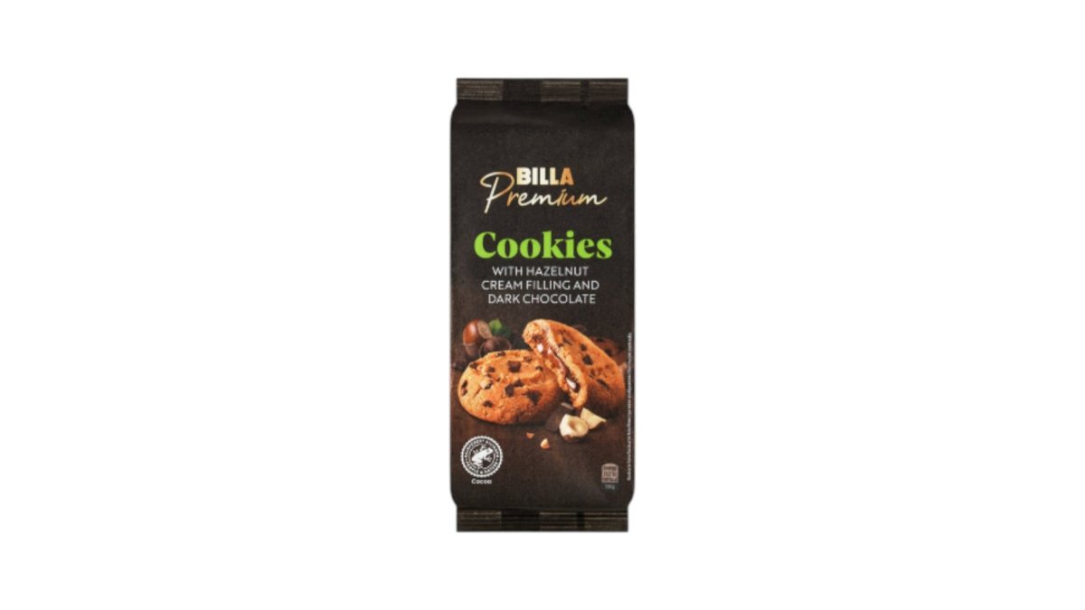 BILLA PREMIUM Soft cookies s lieskovoorieškovým krémom a horkou čokoládou 200g