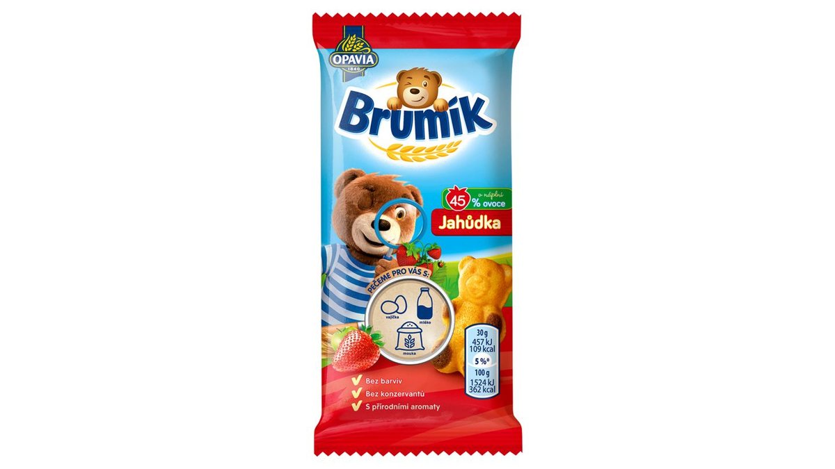 Opavia Brumík Jablečno-jahodová Náplň Jemné Pečivo 30g
