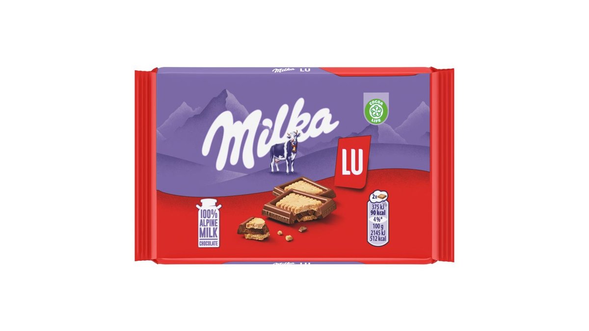 Milka LU mléčná malá čokoláda z alpského mléka se sušenkami LU 35 g