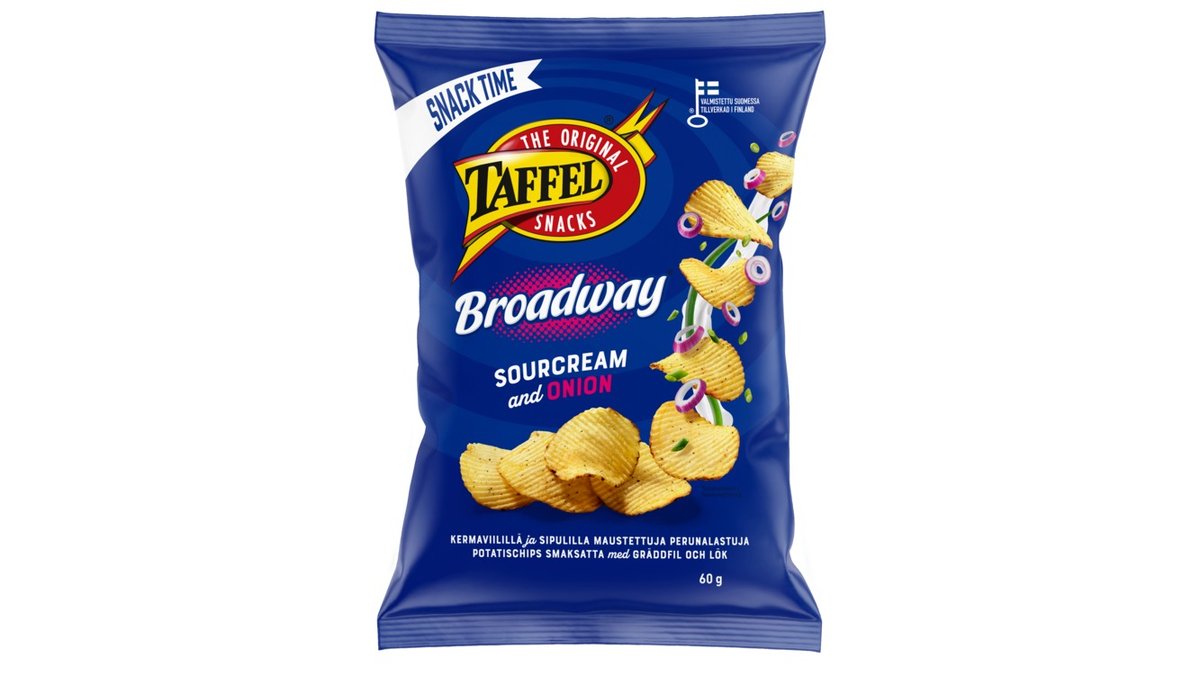 Taffel Broadway Sourcream & Onion maustettu sipsi 60g