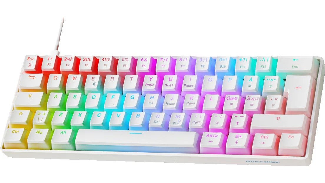 Deltaco Gaming 60% RGB pelinäppäimistö valkoinen