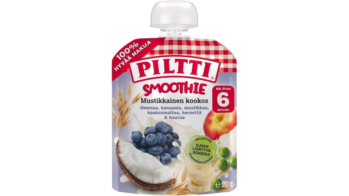 Piltti Smoothie Mustikkainen kookos 6kk annospussi 90g