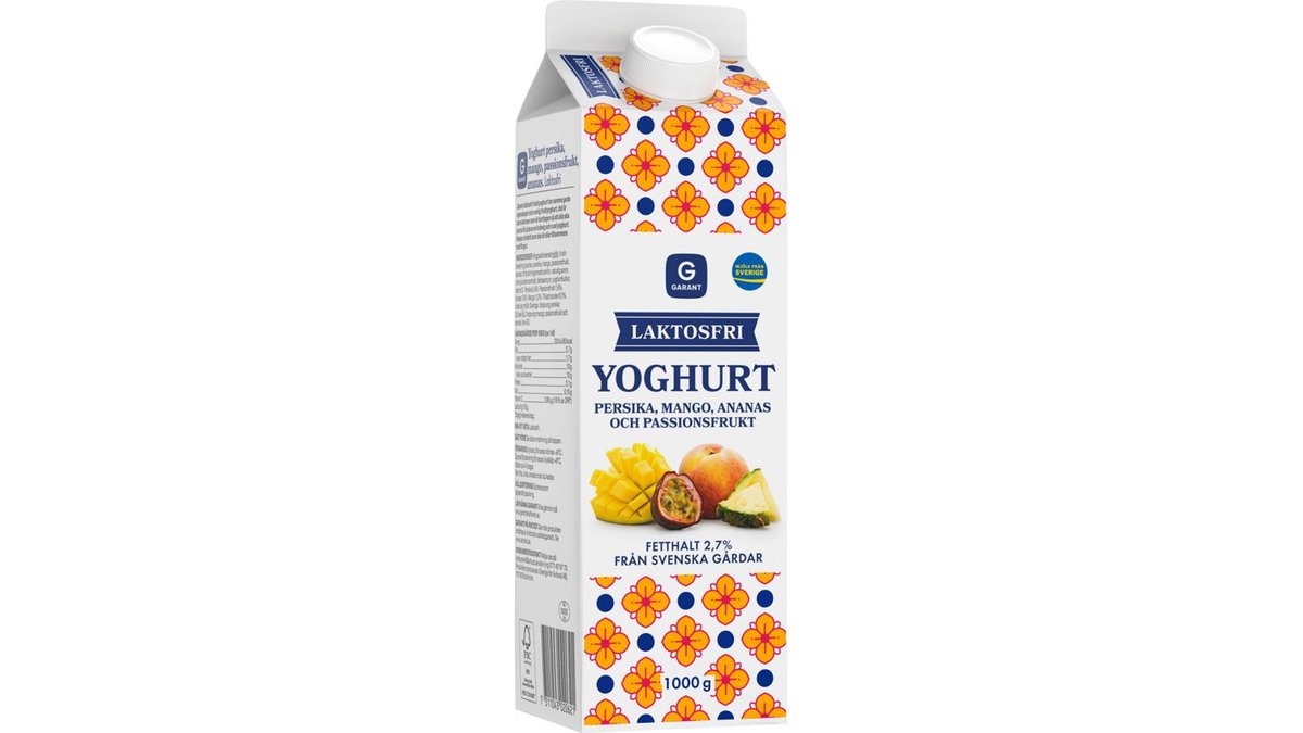 Laktosfri Yoghurt Persika Mango Ananas Och Passionsfrukt