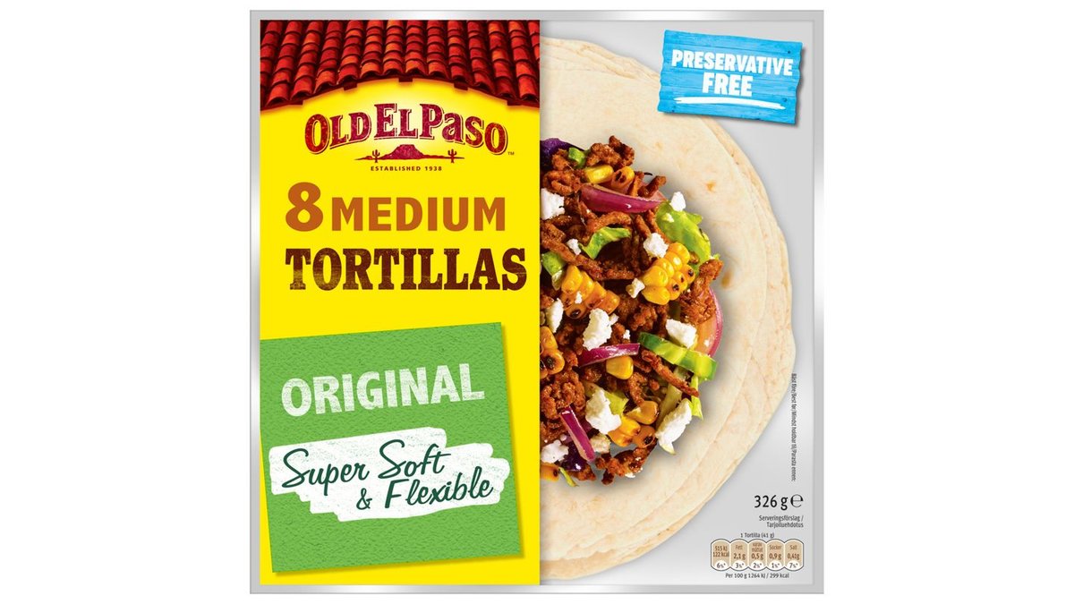 Old El Paso vehnätortilla medium 8kpl 326g