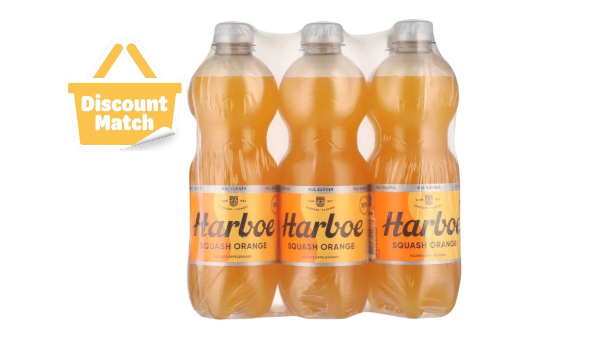 Squash Orange sukkerfri 6 x 0,5 l, Harboe