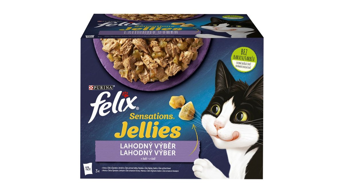 Felix Sensations Jellies kapsičky pro kočky jehněčí, makrela, sleď, krůta v želé 12 x 85g