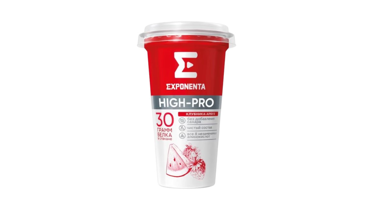 Напиток кисломолочный exponenta high-pro вкус клубника-арбуз 250гр