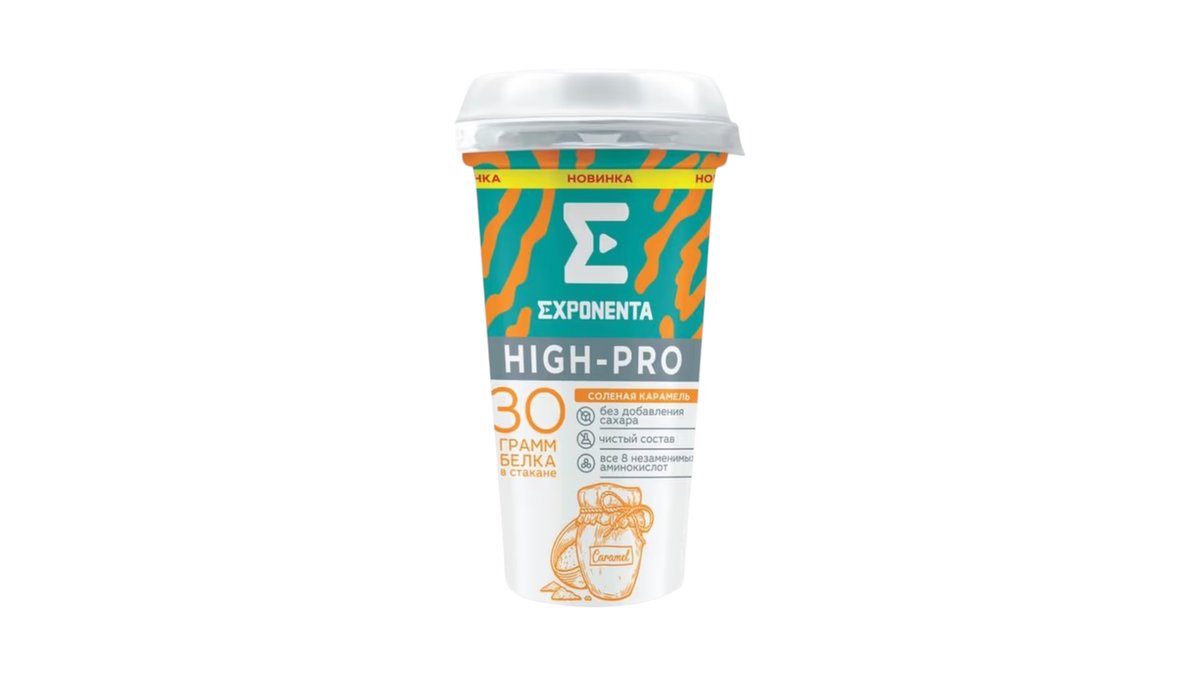 Напиток кисломолочный exponenta high-pro вкус соленая карамель 250гр