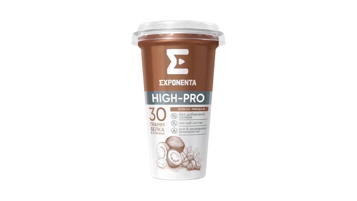 Напиток кисломолочный exponenta high-pro вкус кокос-миндаль 250гр