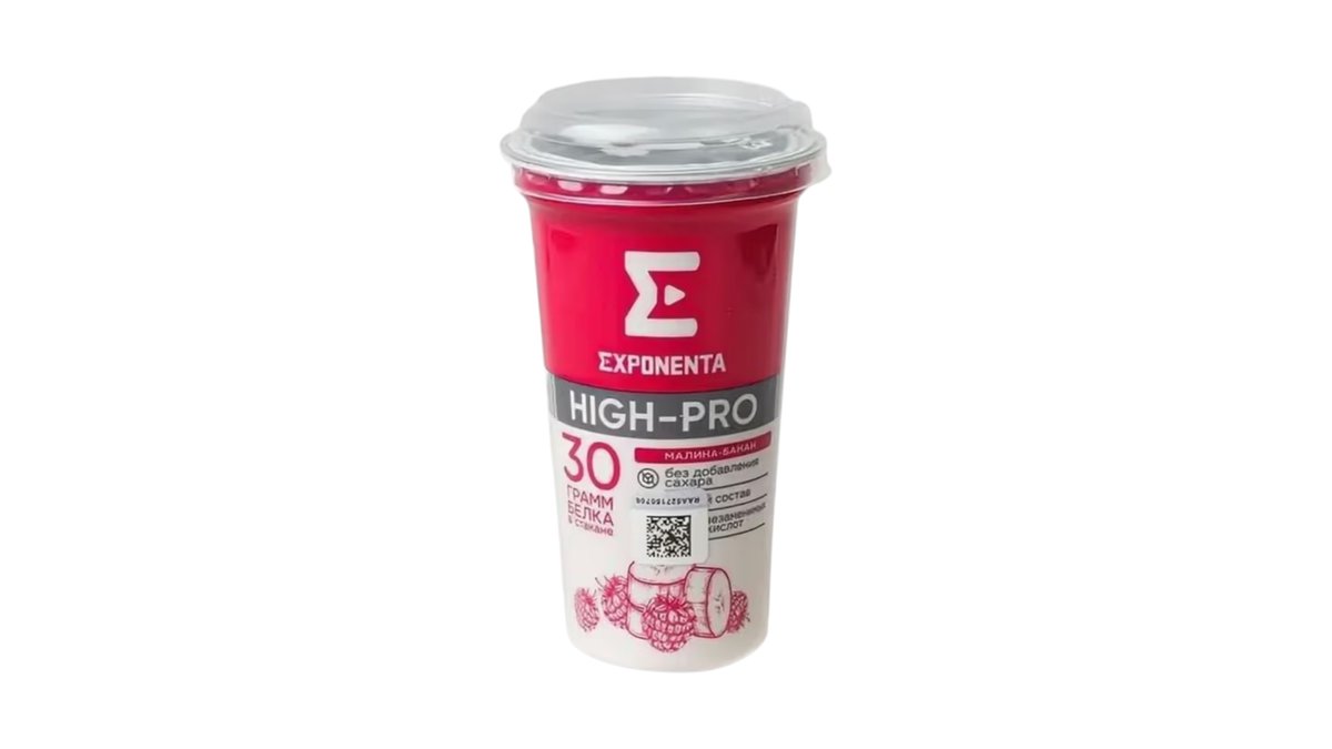 Напиток кисломолочный exponenta high-pro со вкусом малина-банан 250гр