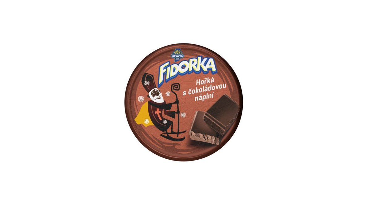 Fidorka Hořká s čokoládovou náplní Oplatka v čokoládě Samostatné balení 30 g