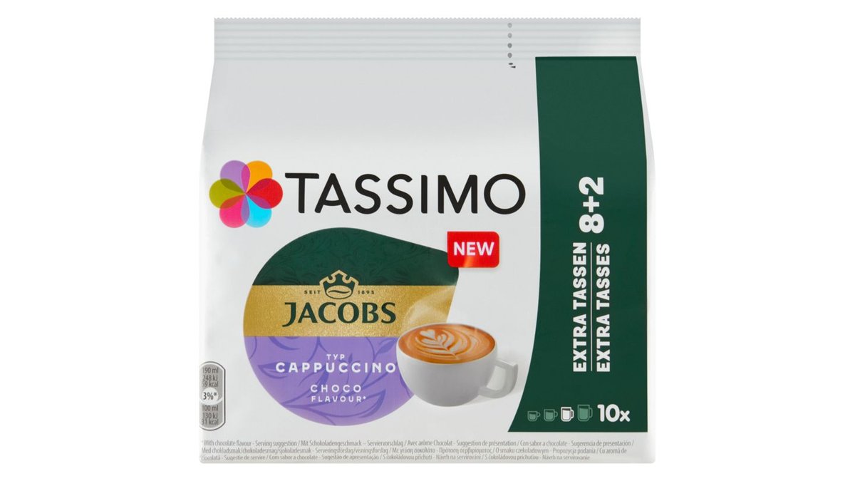 Tassimo Jacobs Instantný kávový a kakaový nápoj s čokoládovou príchuťou 10 x 16 g (160 g)