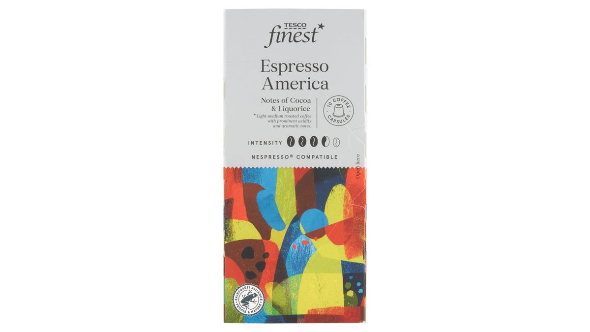 Tesco Finest Espresso America pražená mletá káva v kapsulách 10 ks 54 g