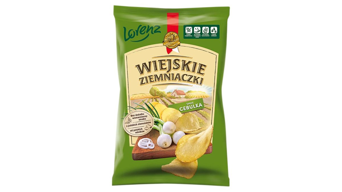 Wiejskie Ziemniaczki Chipsy ziemniaczane smak cebulka 130 g