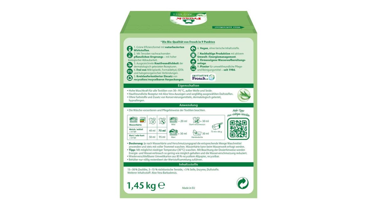 Frosch Waschpulver Pulver mit Aloe Vera, 1,28 kg | Budni Hannoversche  Strae | Wolt