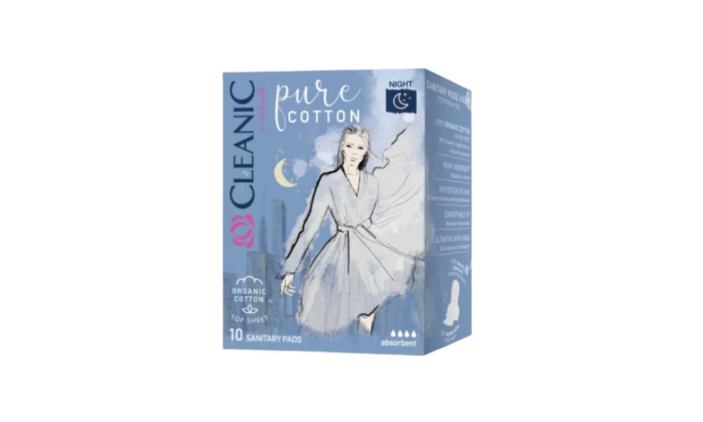 Прокладки гигиенические Cleanic Pure Cotton ночные 8 шт
