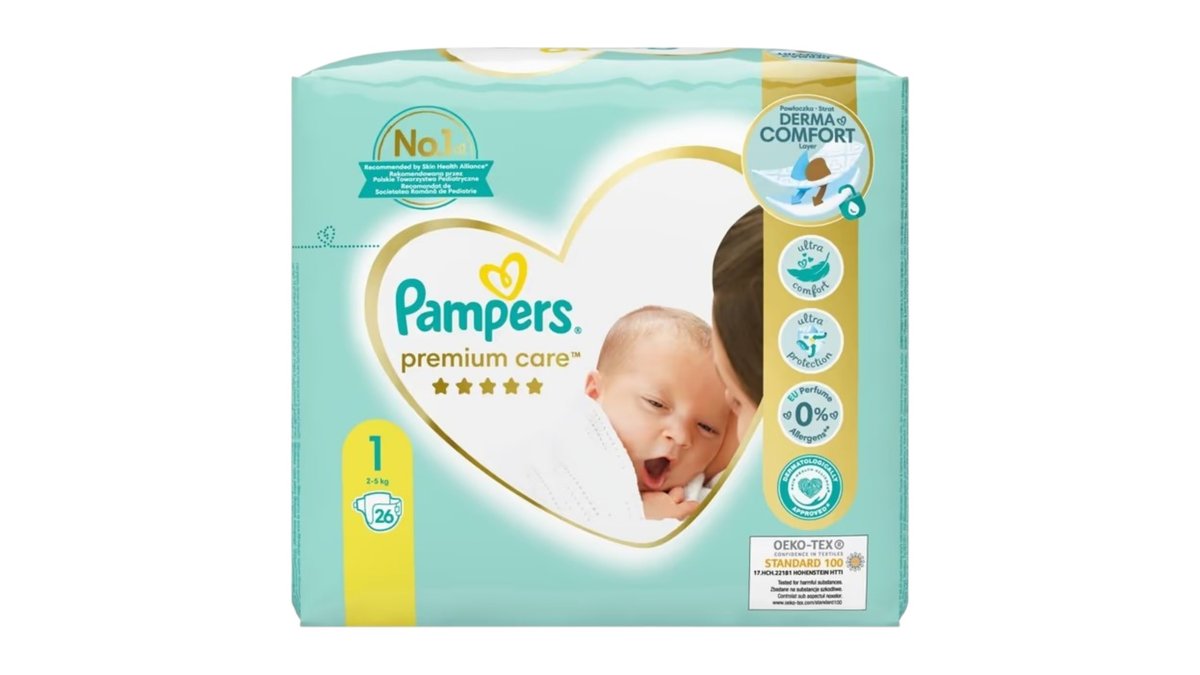 Pampers Premium Care plienky, veľkosť 1, 2-5 kg, 26 ks