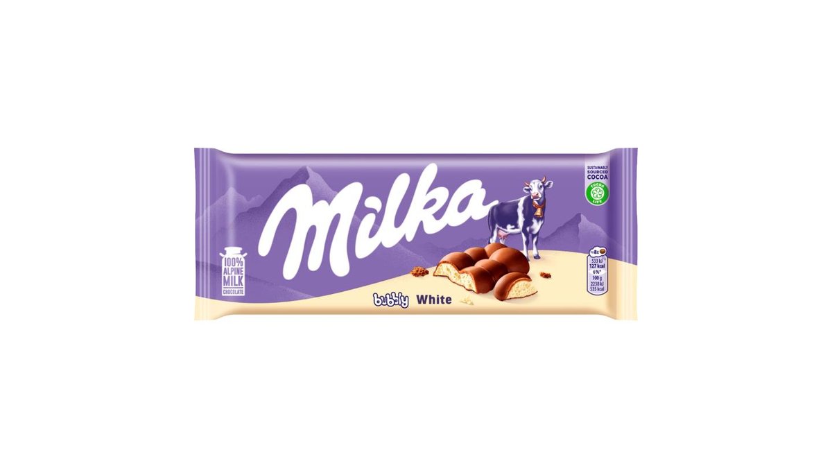 Náhled kategorie Milka čokoláda Bubbly bílá a mléčná s bublinkami 95g