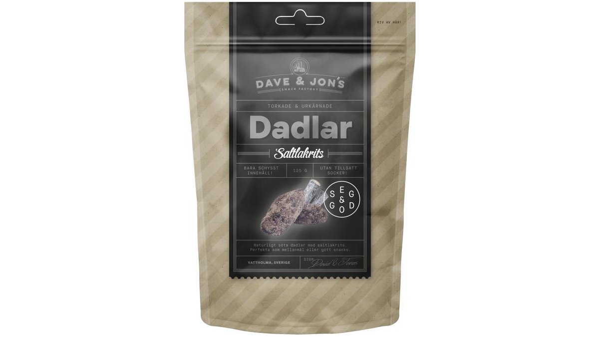 Dave Jon's Dadlar Saltlakrits, 125 g