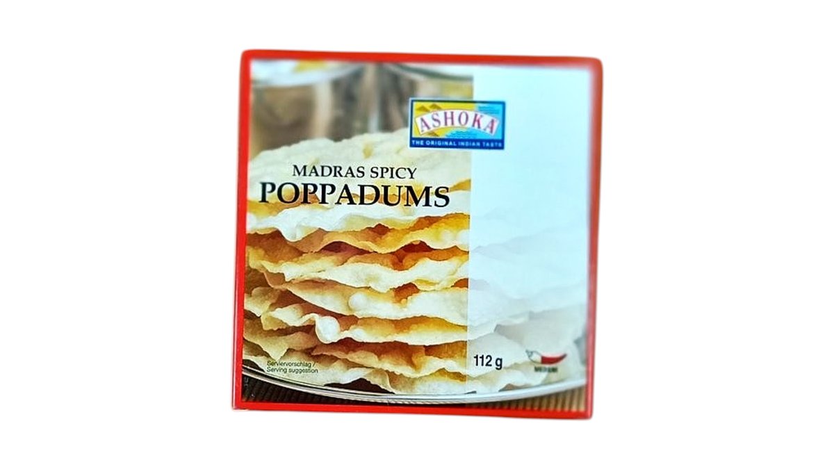 Ashoka Madras Spicy Poppadums 112g